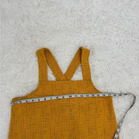 Madewell Mustard Yellow Crepe Square Neck Button Strap Tank Top - Picture 8 of 10